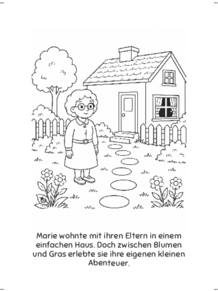 Ausmalbild Marie Haus & Garten